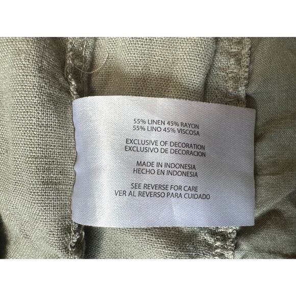 GAP Women's Linen Blend Shorts, size Medium, wide elastic waistband; Olive Green - Picture 9 of 9